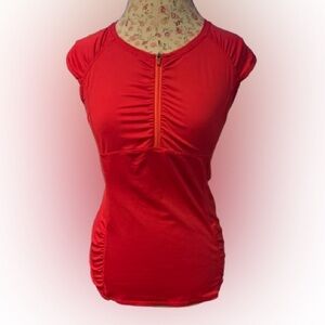 Athleta Intrepid Cap Sleeve Sun Shield Top Red/Pink